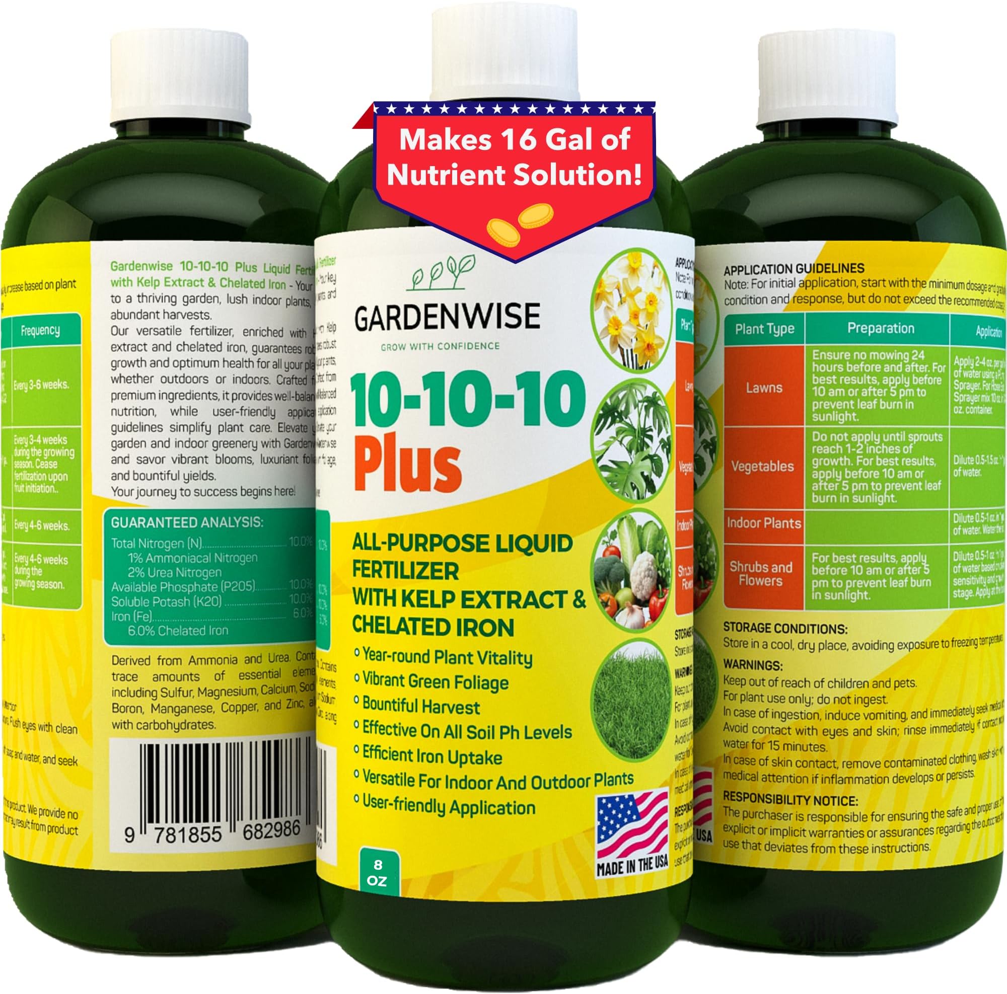 Gardenwise 10-10-10 Plus all-purpose liquid fertilizer bottle