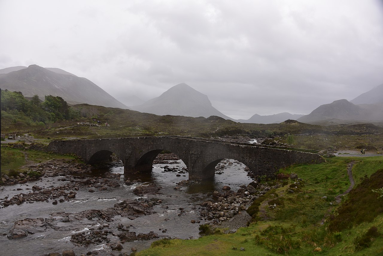 Sligachan Old Bridge with the Cuillin mountains behind