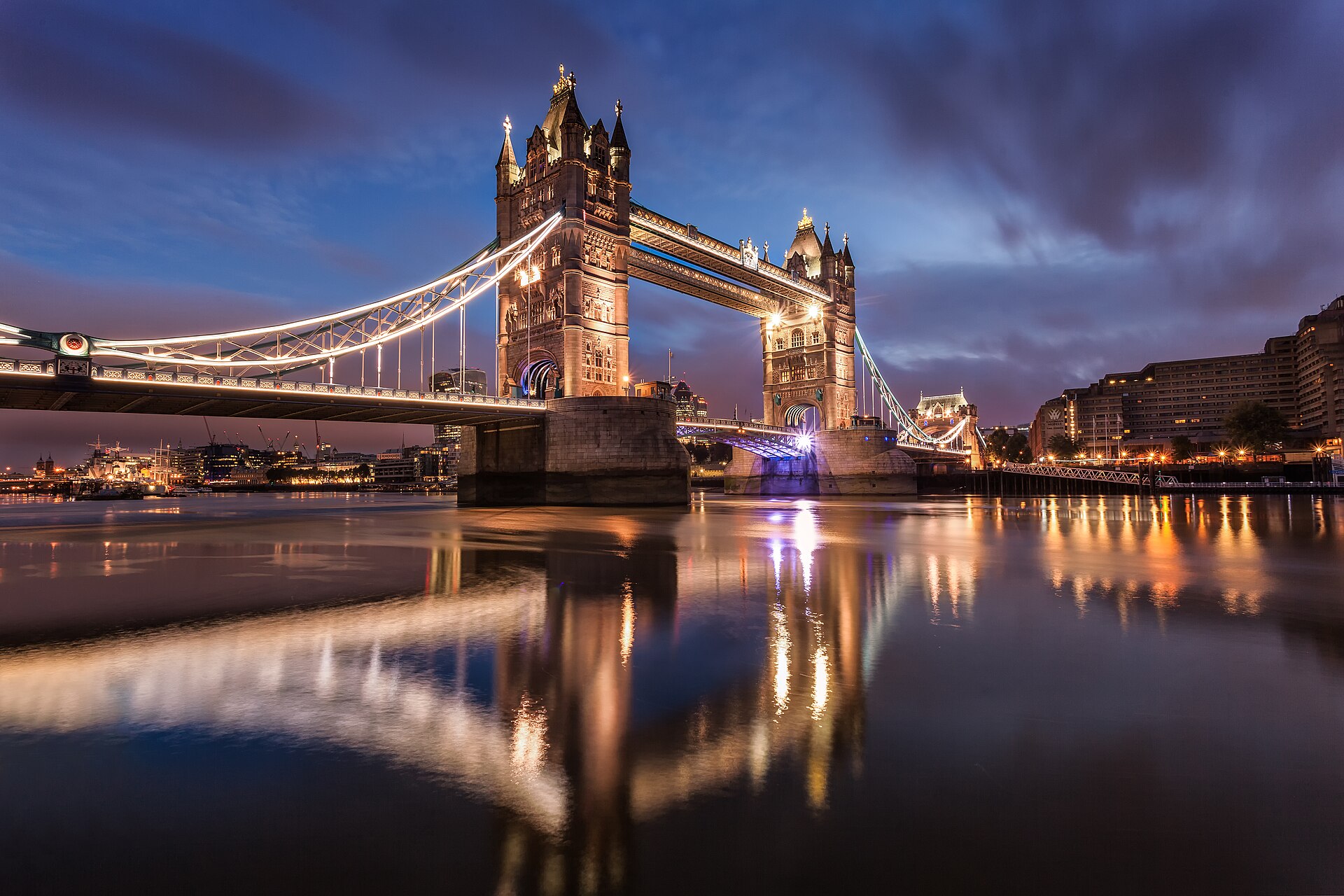 Tower Bridge at dawn over the Thames
